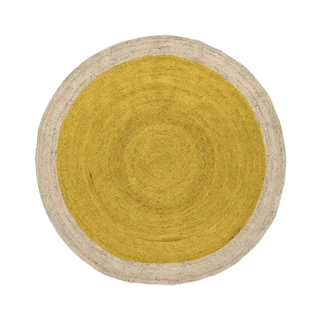 Yellow Round Jute Rug