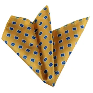 Yellow with Blue Pocket Square for Men - Premium Silk Handkerchiefs for Suits